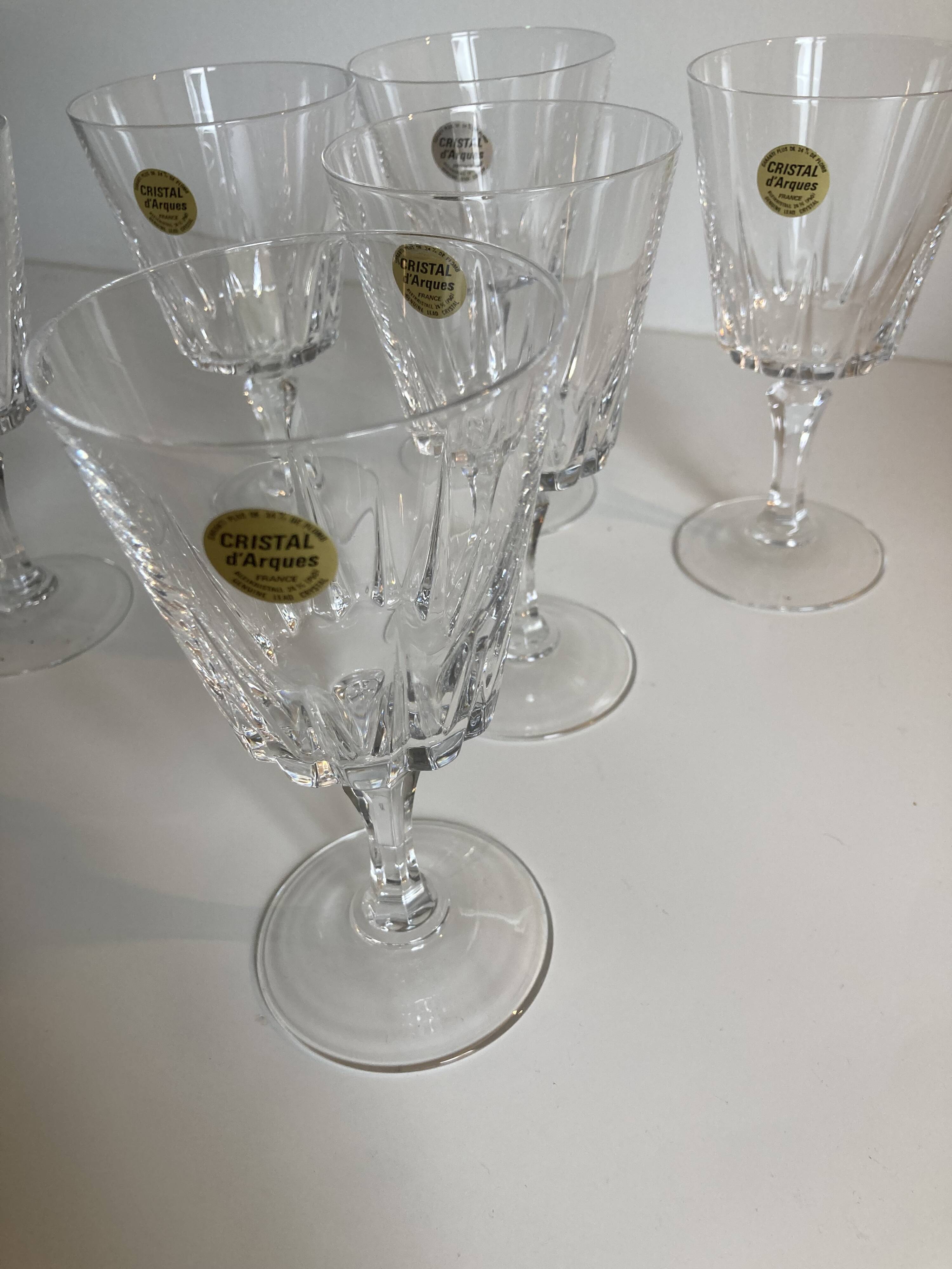 Lot of 6 Cristal d'Arques glasses