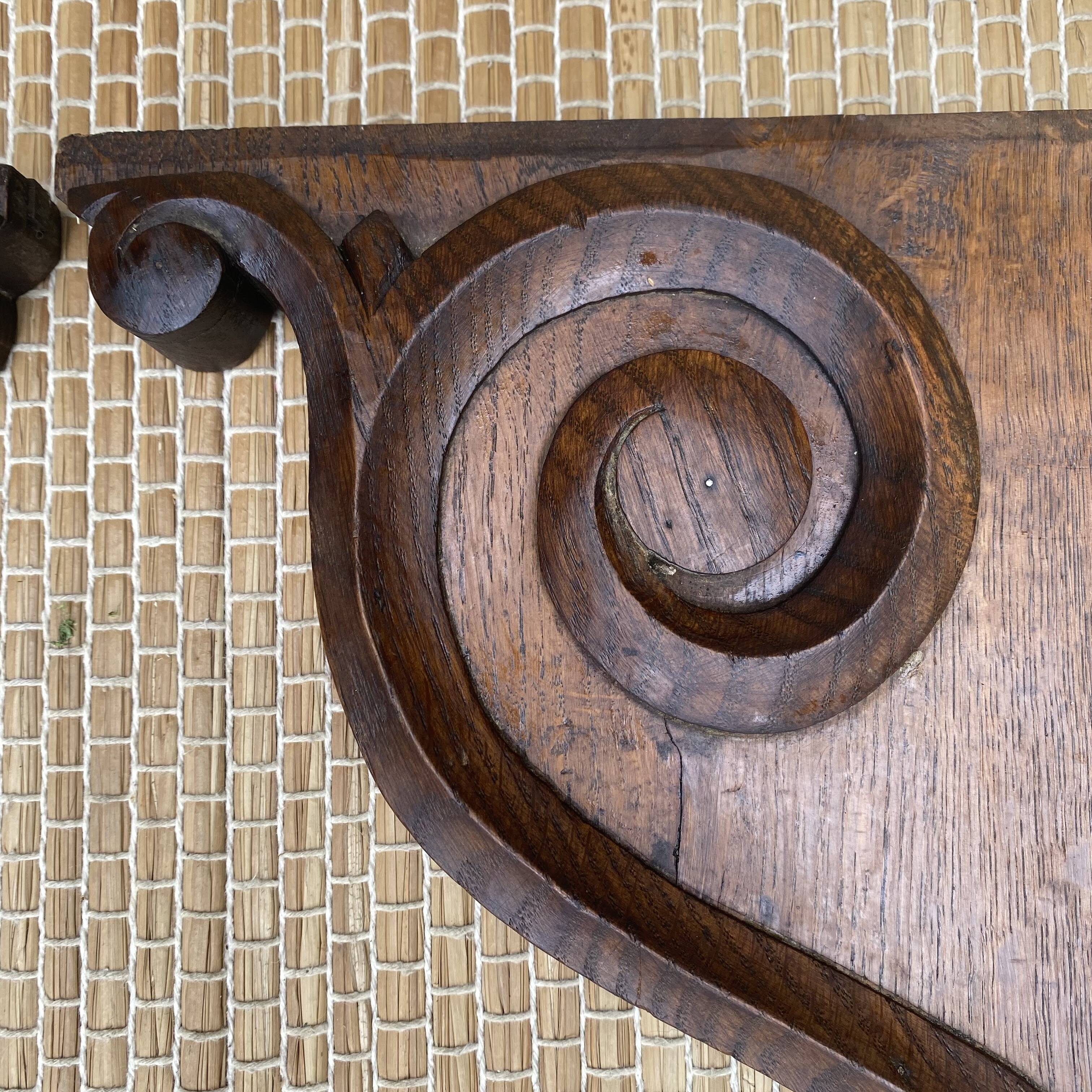 Decorative element, carved wooden wall brackets
