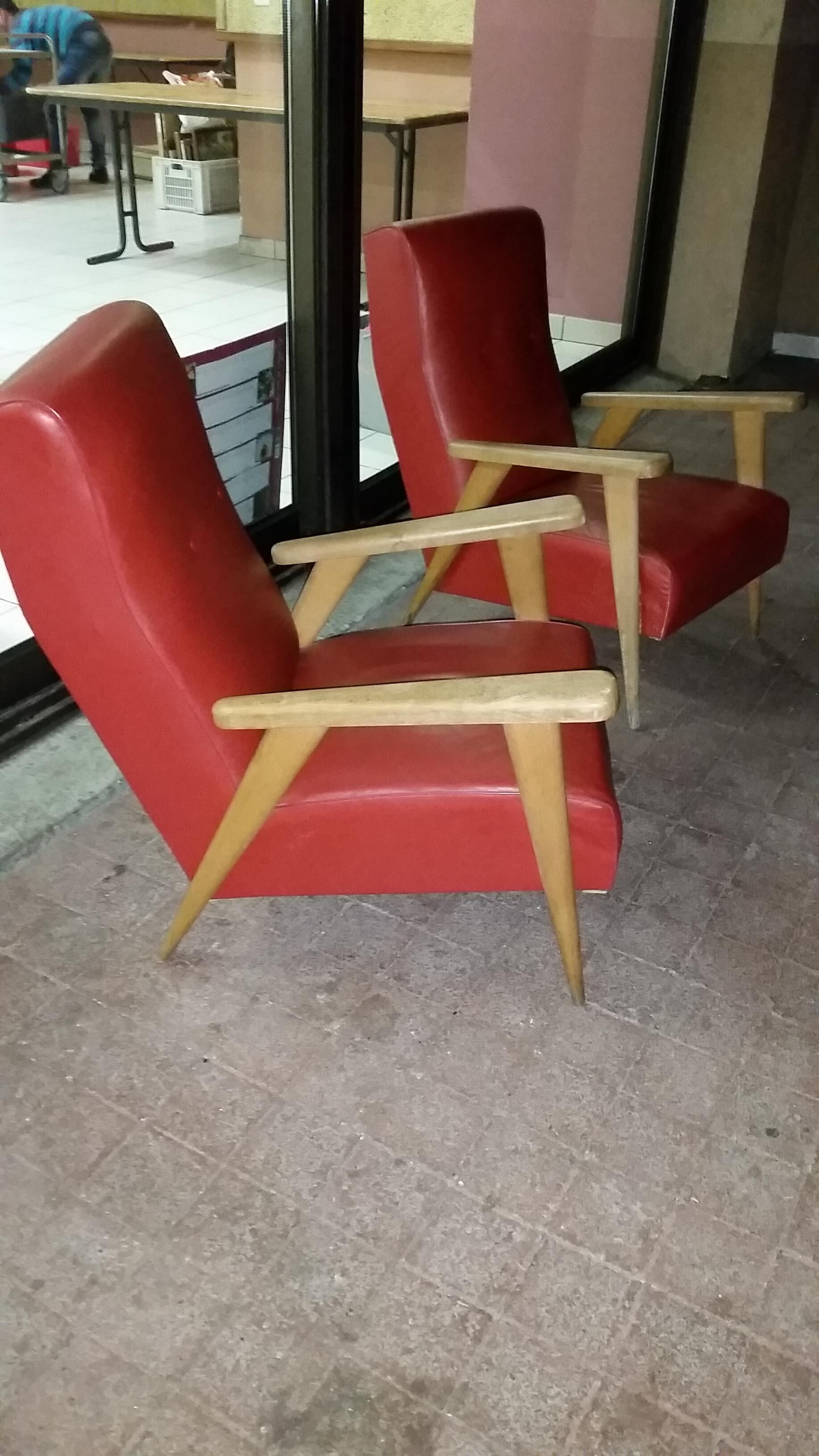 Old pair of Chair vintage, year 60, foot compass