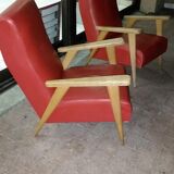 Ancienne paire de fauteuil vintage,année 60, pied compas