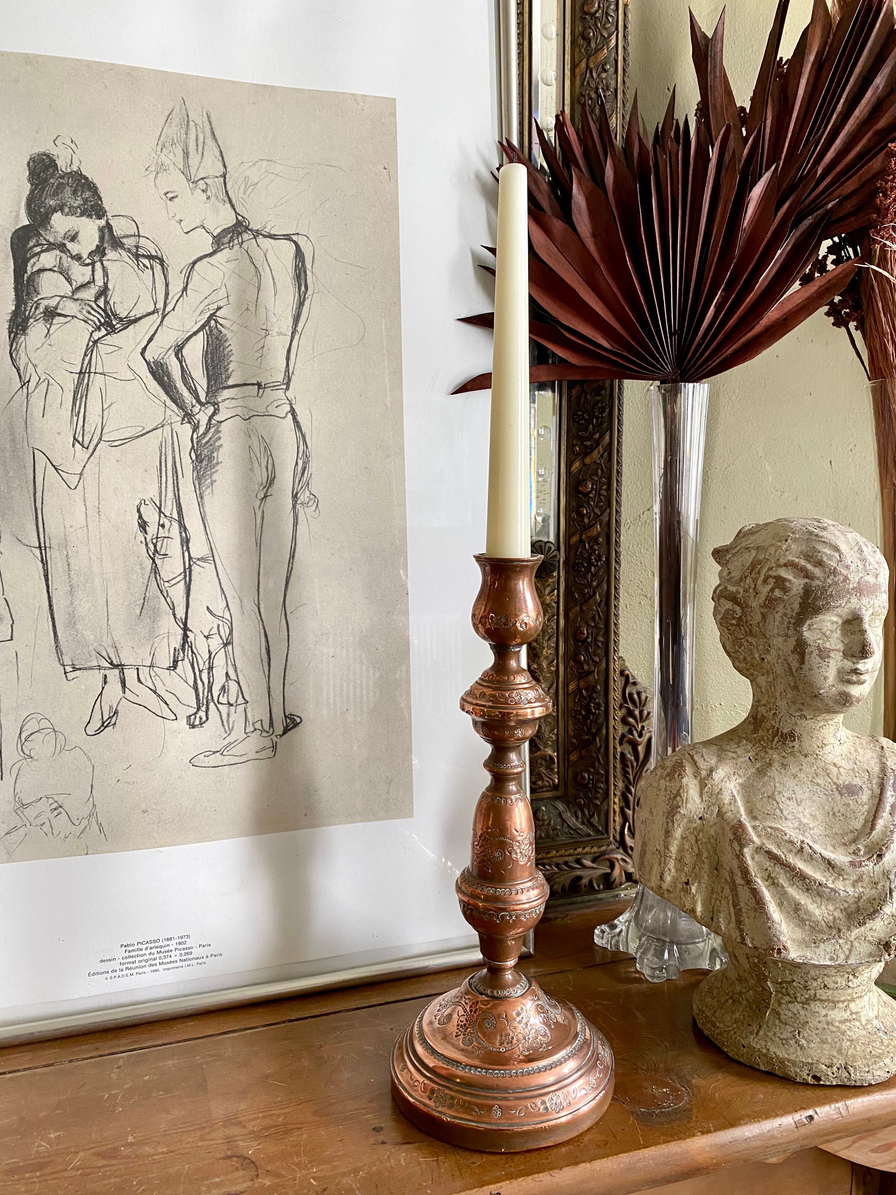 Old copper candle holder