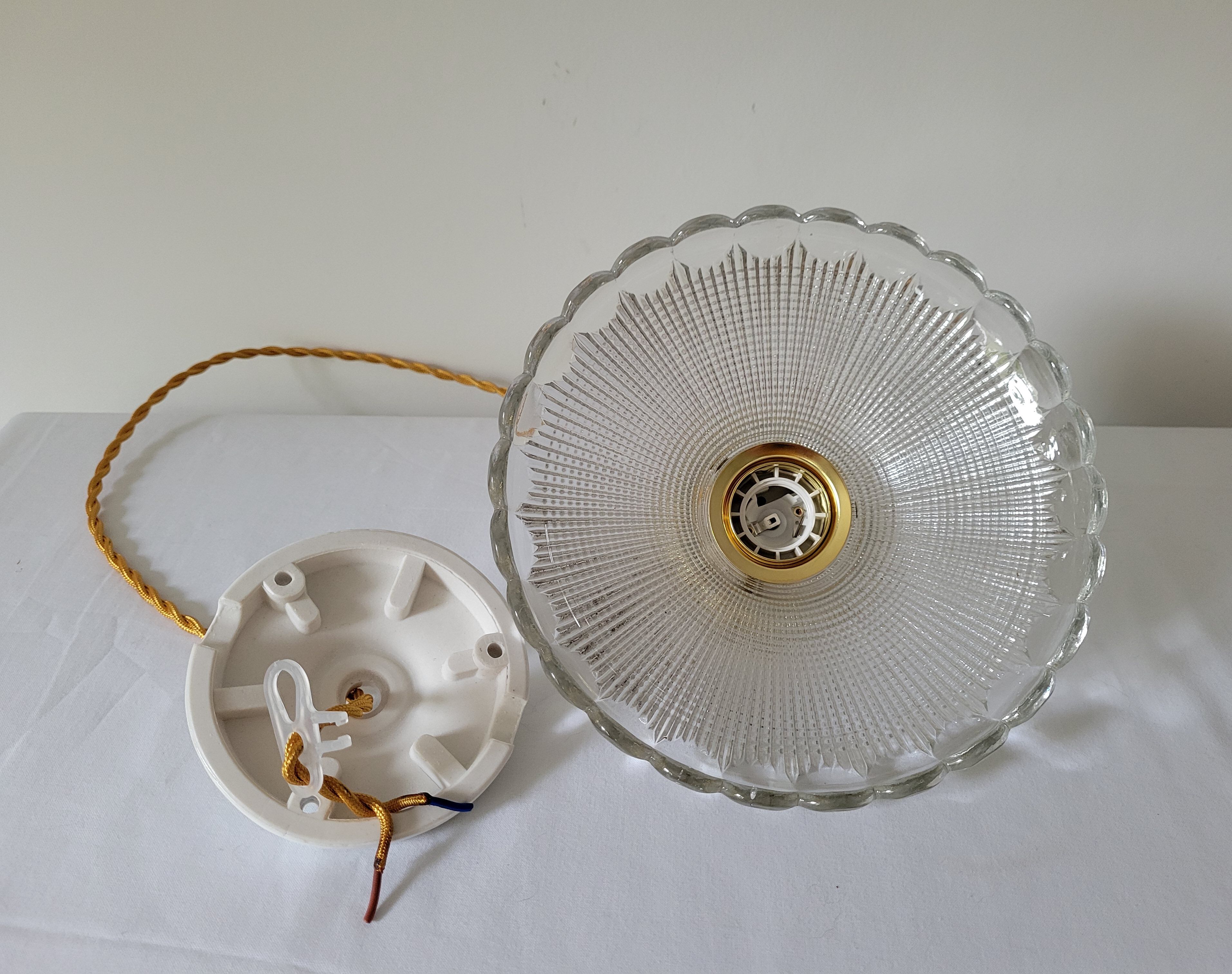 Holophane glass pendant lamp