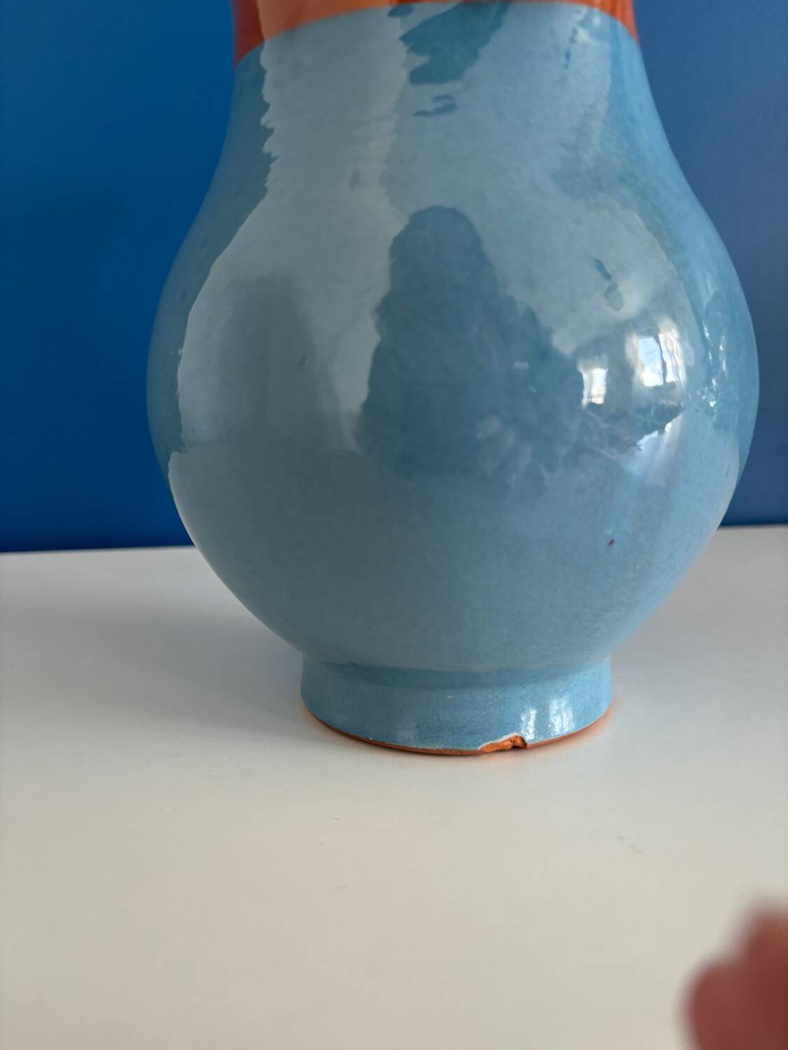 blue glazed ceramic carafe / blue glazed ceramic vase
