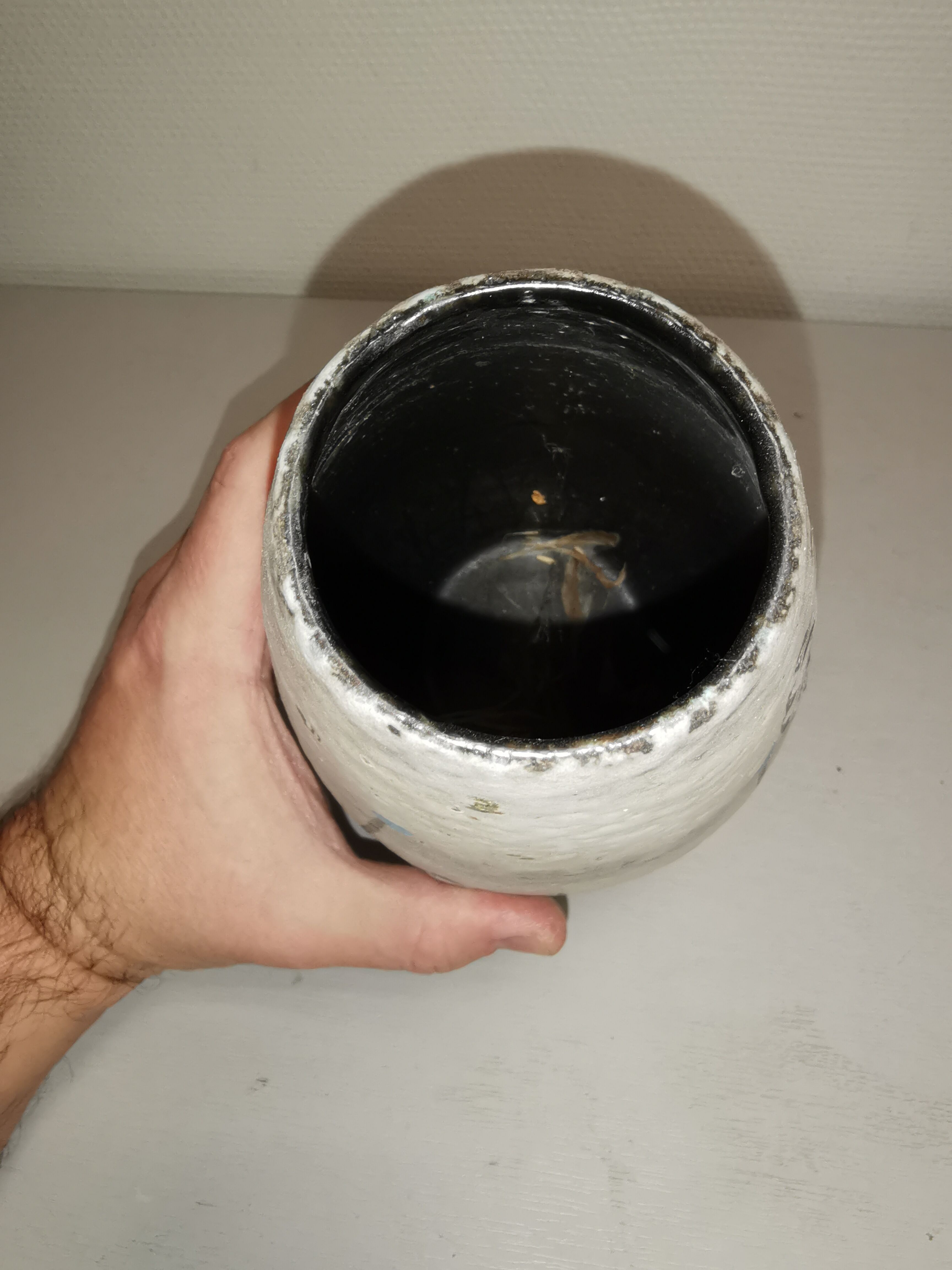 Vase with graphic decoration, vintage ceramic, 50-60's