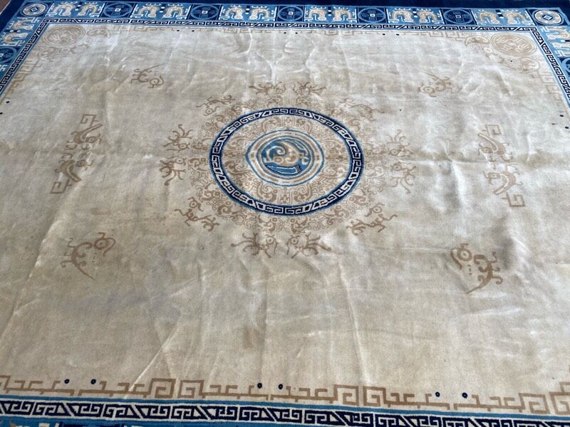 Tapis ancien chinois art déco 244x308 cm
