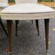 6 vintage Scandinavian chairs in solid wood and beige leather, circa 1960
