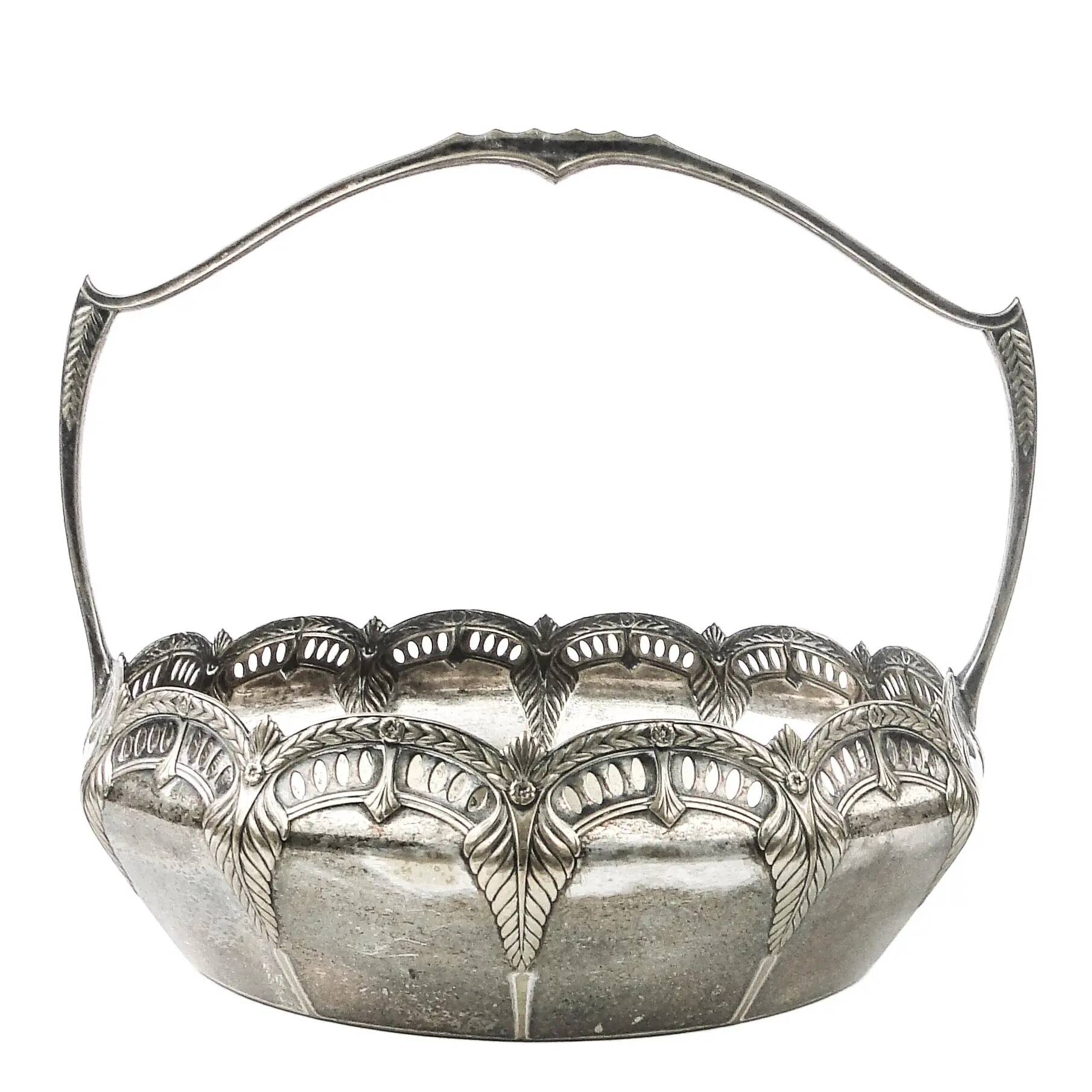 Art Nouveau basket, silver-plated brass, WMF, Germany, early 20th century
