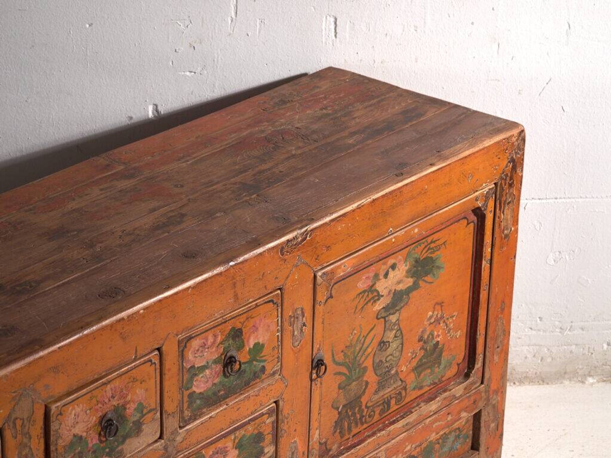 Antique lacquered elm wood buffet – China, circa 1900