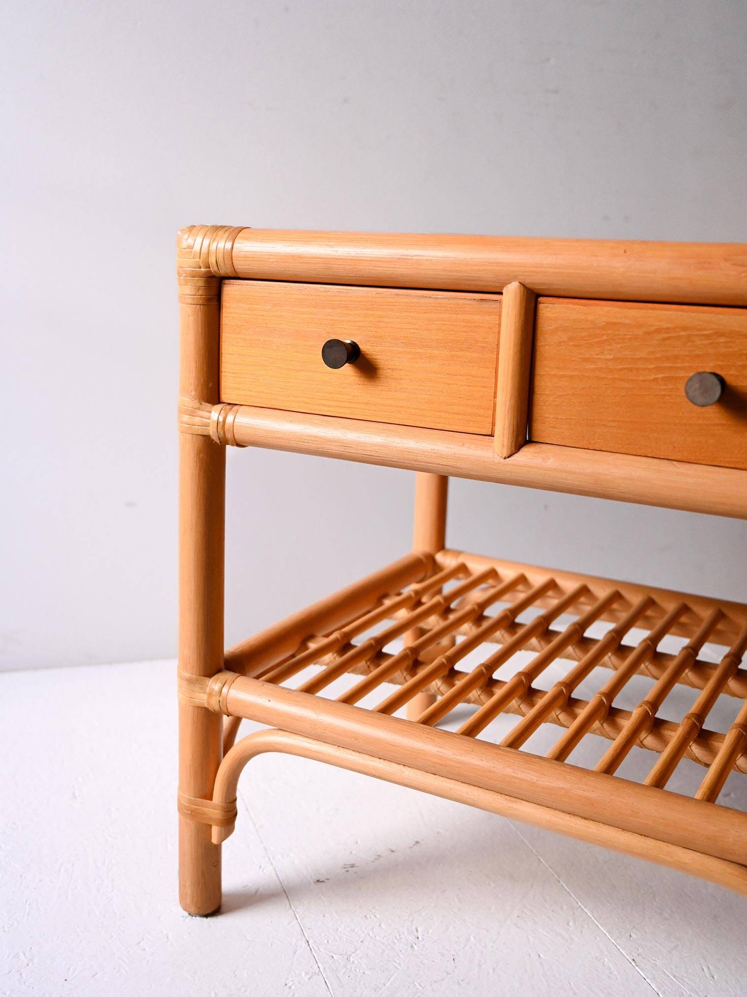 Pair of DUX Scandinavian Nightstands in Bamboo