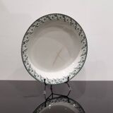Plat creux ancien en porcelaine opaque de Gien terre de fer décor vert