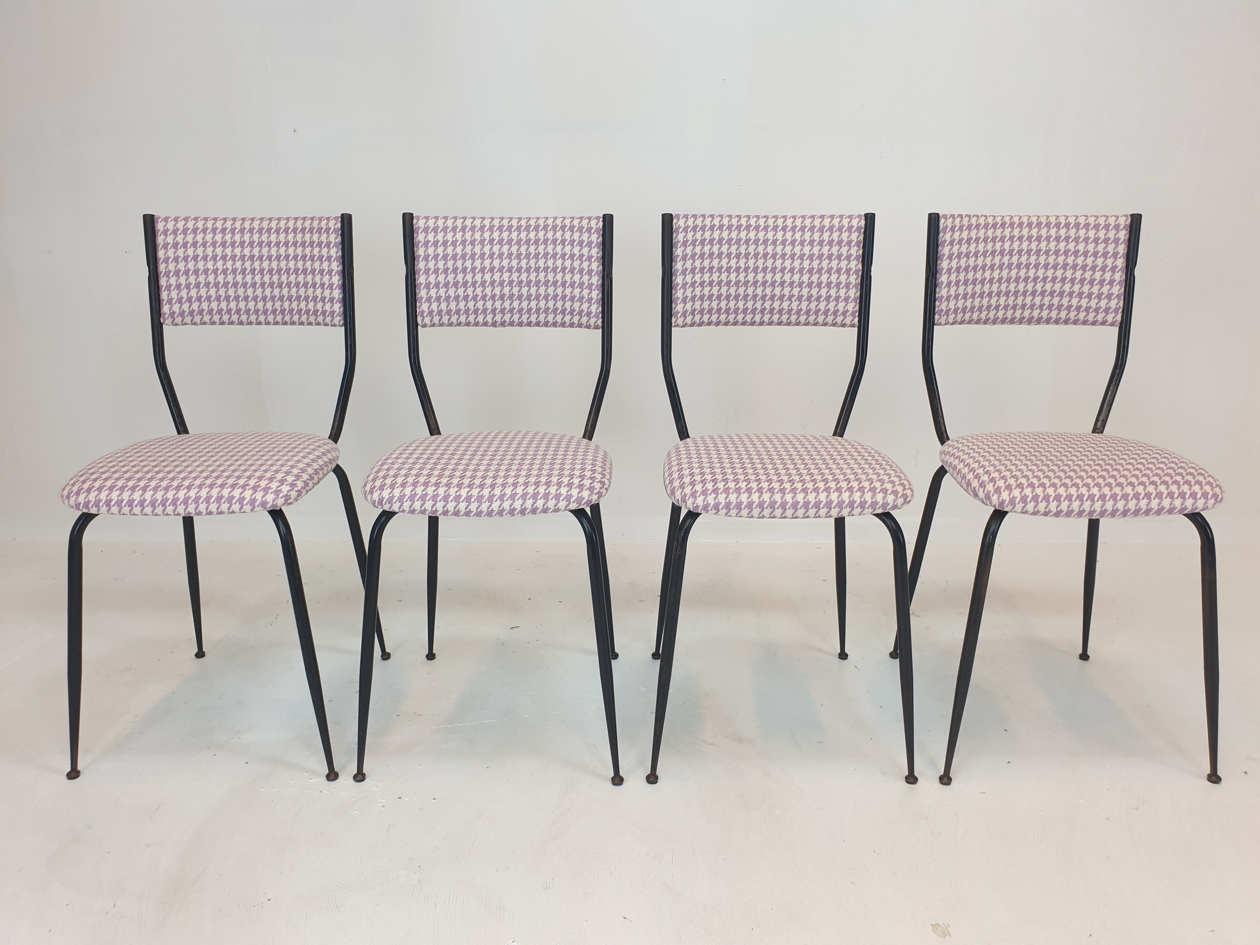 Set of 4 Italian Metal Dining Chairs, 1960's