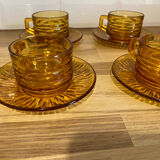 Set of 6 amber glass cups