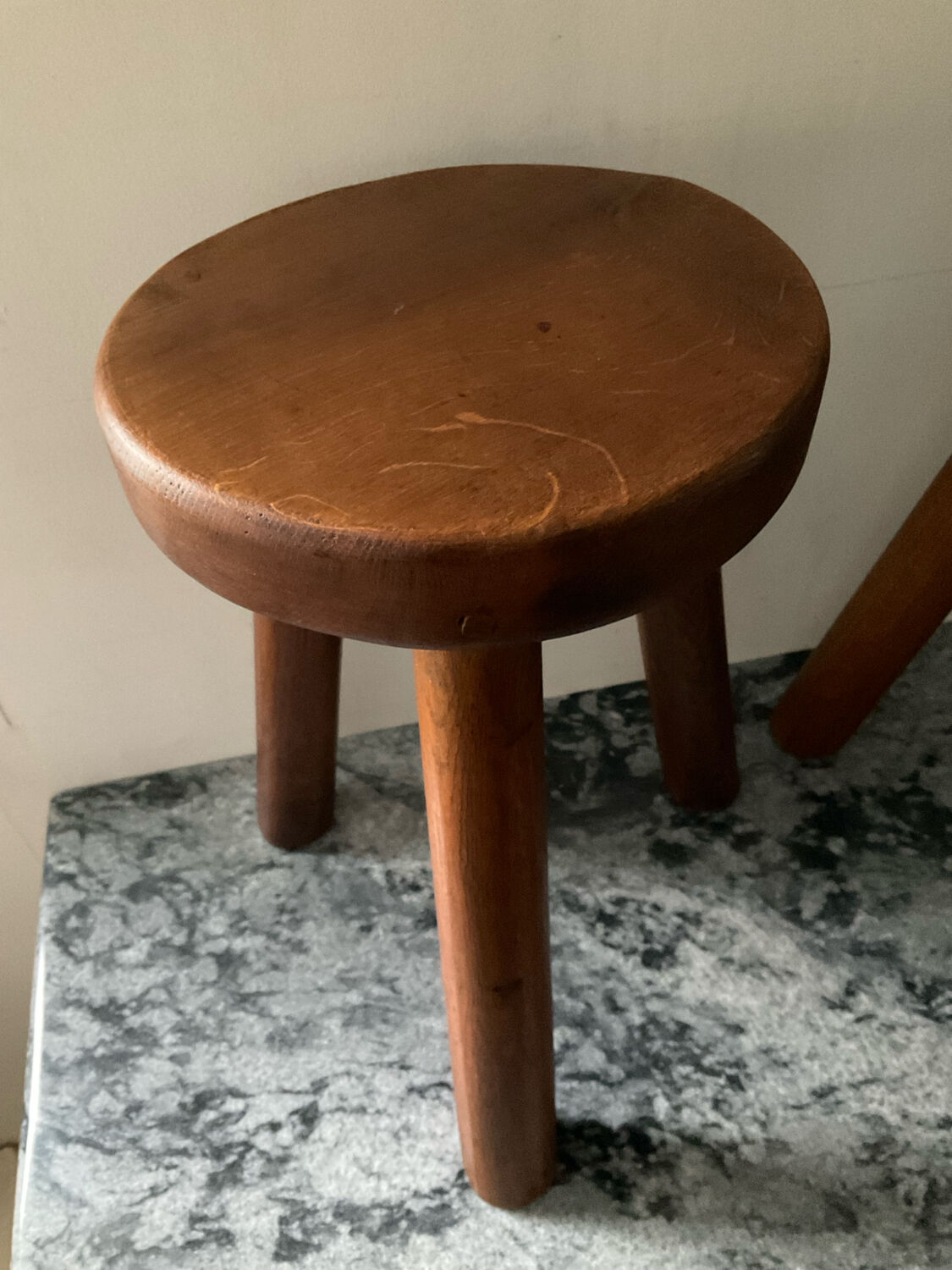 Pair of farmhouse stools in solid oak
