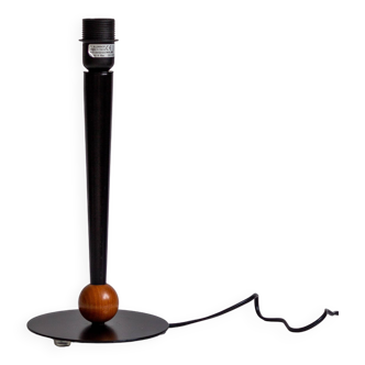 Black metal lamp base with wooden ball, Aluminor, France, 80s/90s