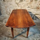 Vintage walnut folding table – France, 1930s, on casters