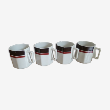 4 tasses Villeroy et Boch modèle avant-garde vintage 70