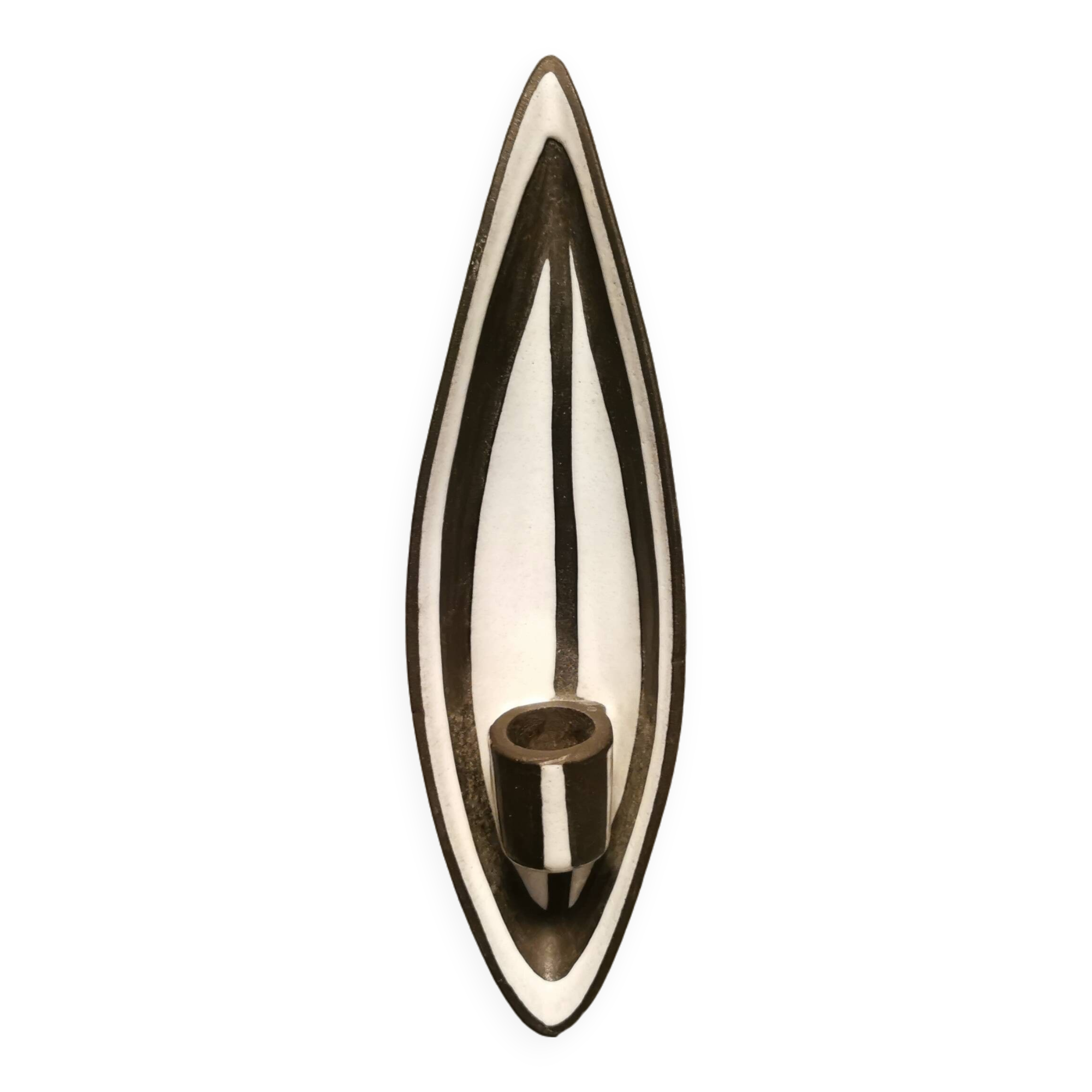 Wall-hung candle holder in the black series, made by Michael Andersen Bornholm Denmark 1960s
