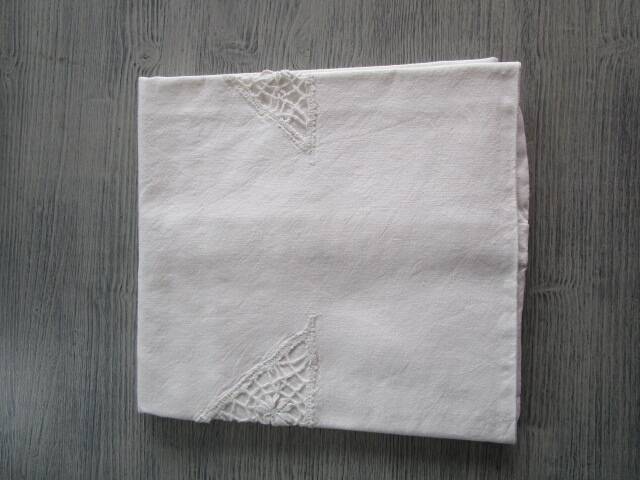 Antique embroidered/monogrammed pillowcase: 80x80cm