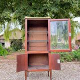 Small marquetry display case in transition style, 19th century