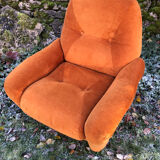 Orange velvet armchair
