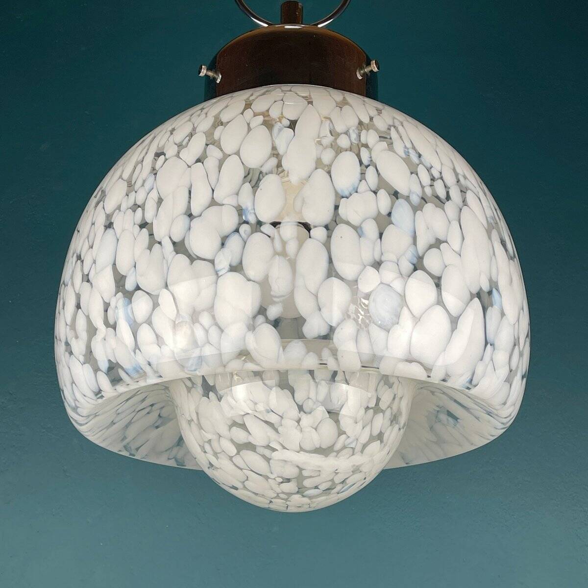 Mid-Century White Murano Suspension, Italy, 1960s