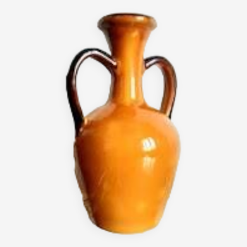 Grand vase amphore en céramique orange vintage