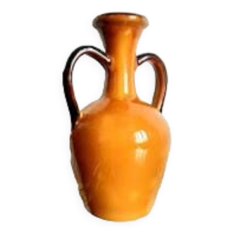 Large vintage orange ceramic amphora vase