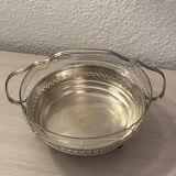 Art Deco fruit bowl in silver-plated metal and glass