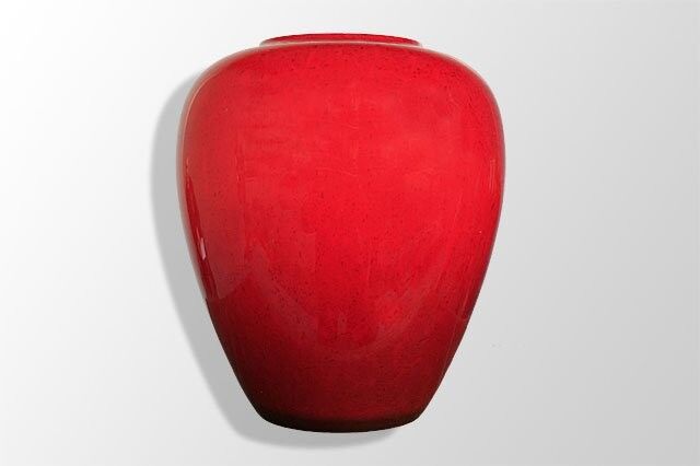 Red ceramic vase