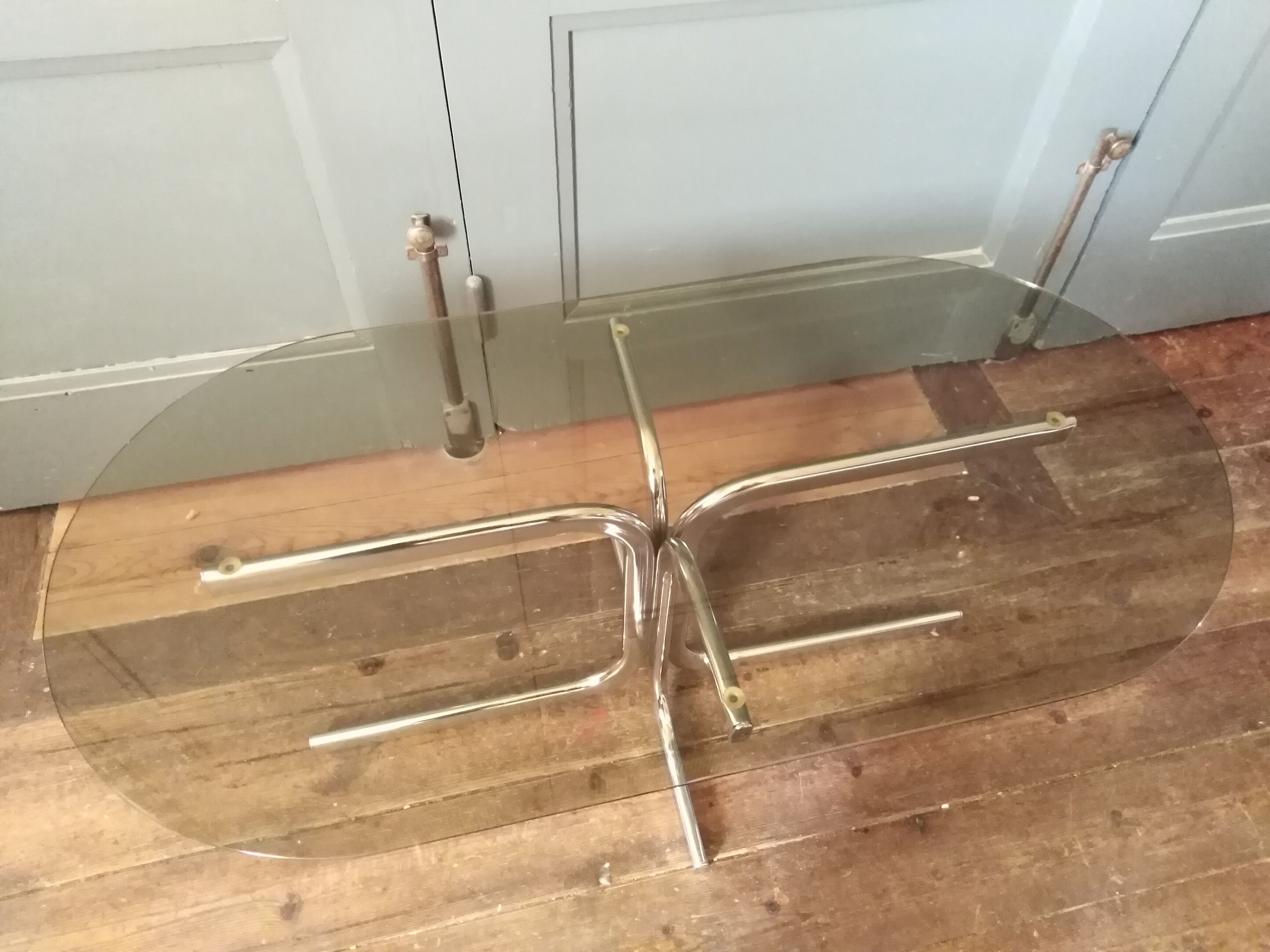 Glass and chrome coffee table 1970