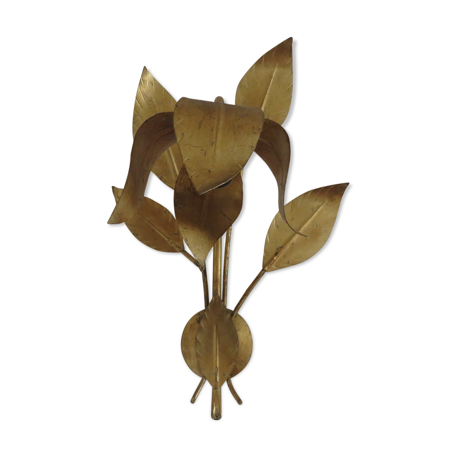 Applique fleur en métal doré années 70
