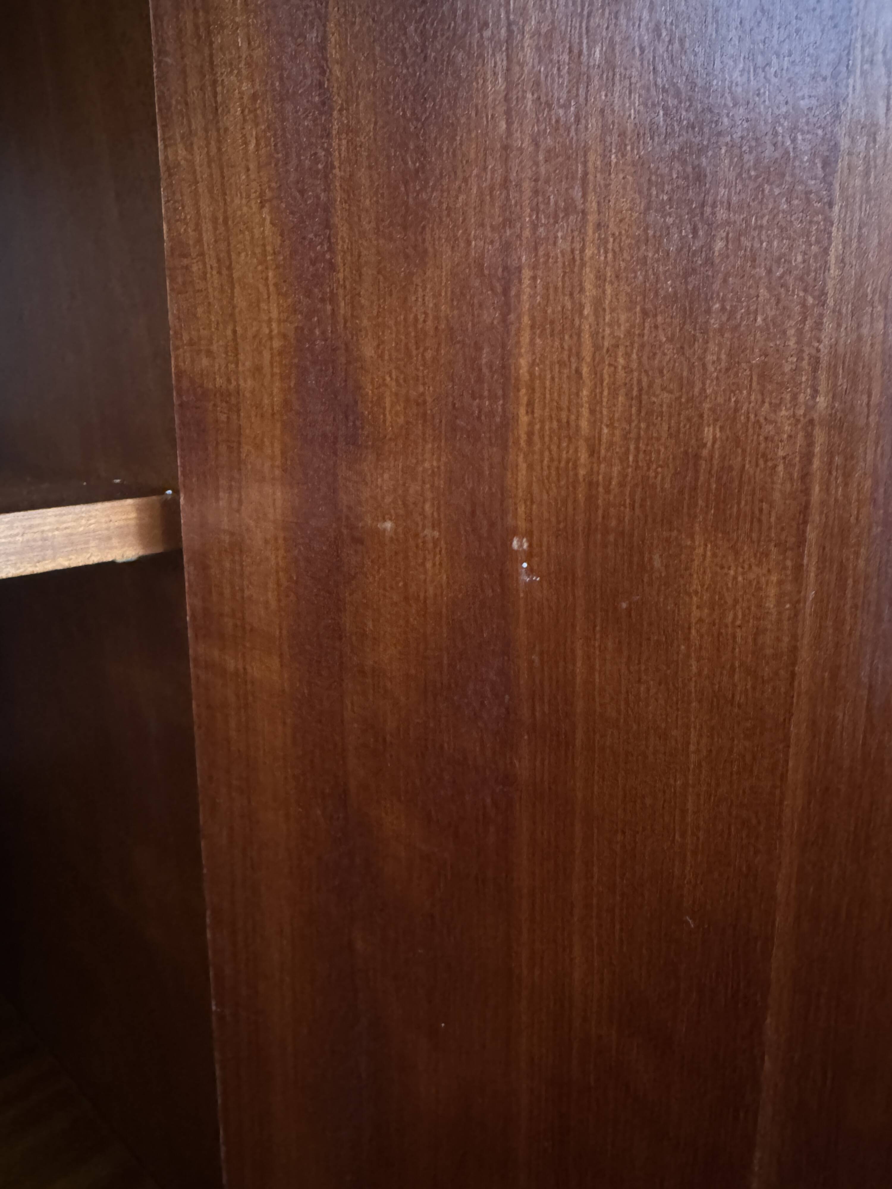 Teak 2-door wardrobe — hanging space + shelves — 1960s/70s