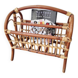70s Rattan Magazine Rack - Vintage