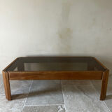 Wood and smoked glass coffee table