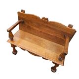 Antique Dutch oak hall bench / 1920s