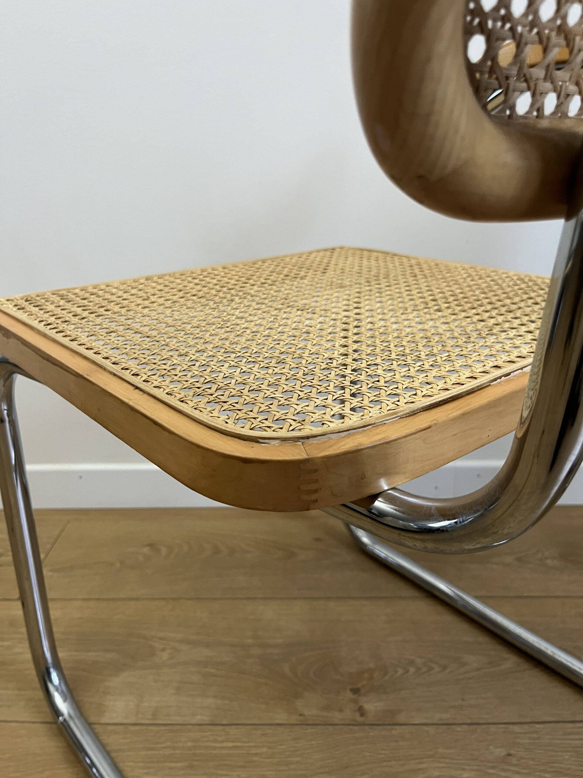 CESCA B64 armchair in canework after Marcel Breuer