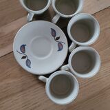 5 cups and saucers St Amand earthenware