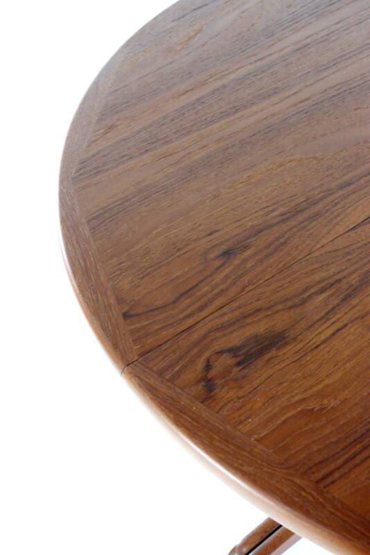 Round 3x extendable dining table 'Hampen' - danish teak mid century modern