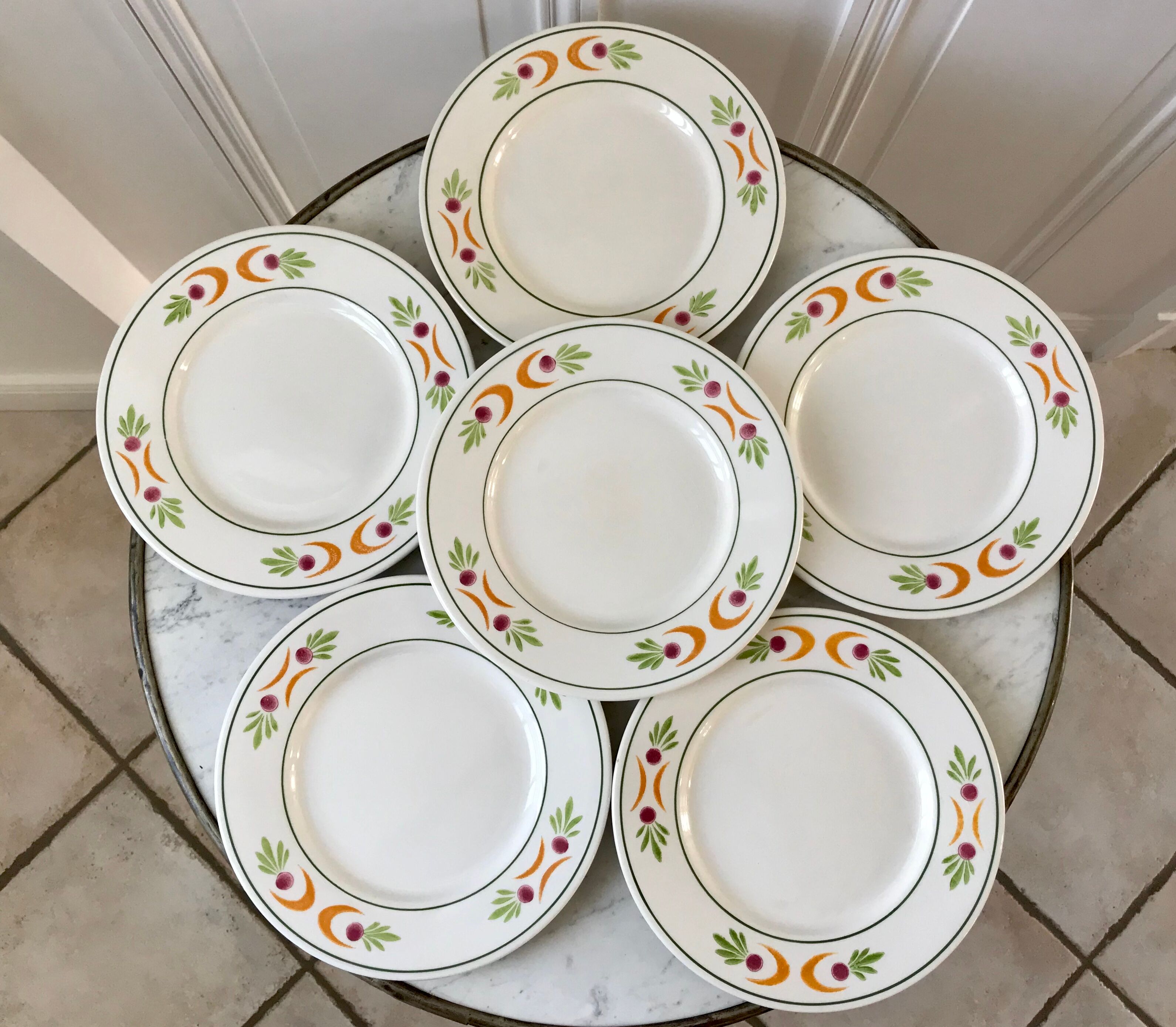 set of 6 colorful flat plates Made in Italy vintage