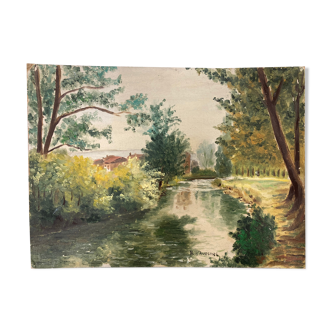 Peinture paysage vintage