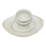 Coquetier ancien Creil Montereau en faïence blanche