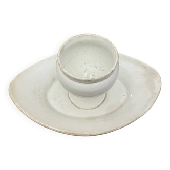 Old Creil Montereau egg cup in white earthenware