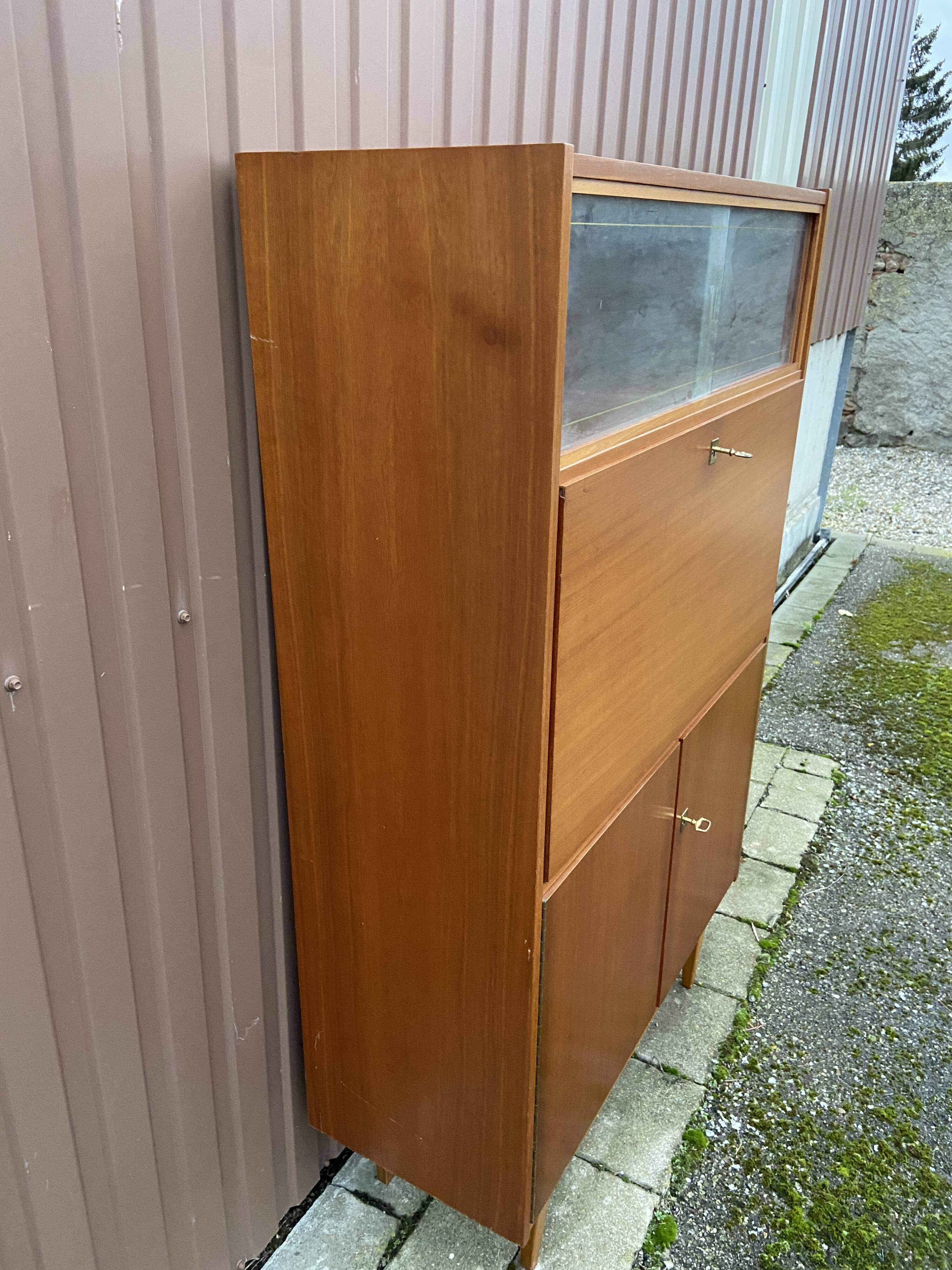 Secretary desk with flap Scandinavian desk Mid-century vintage 1970