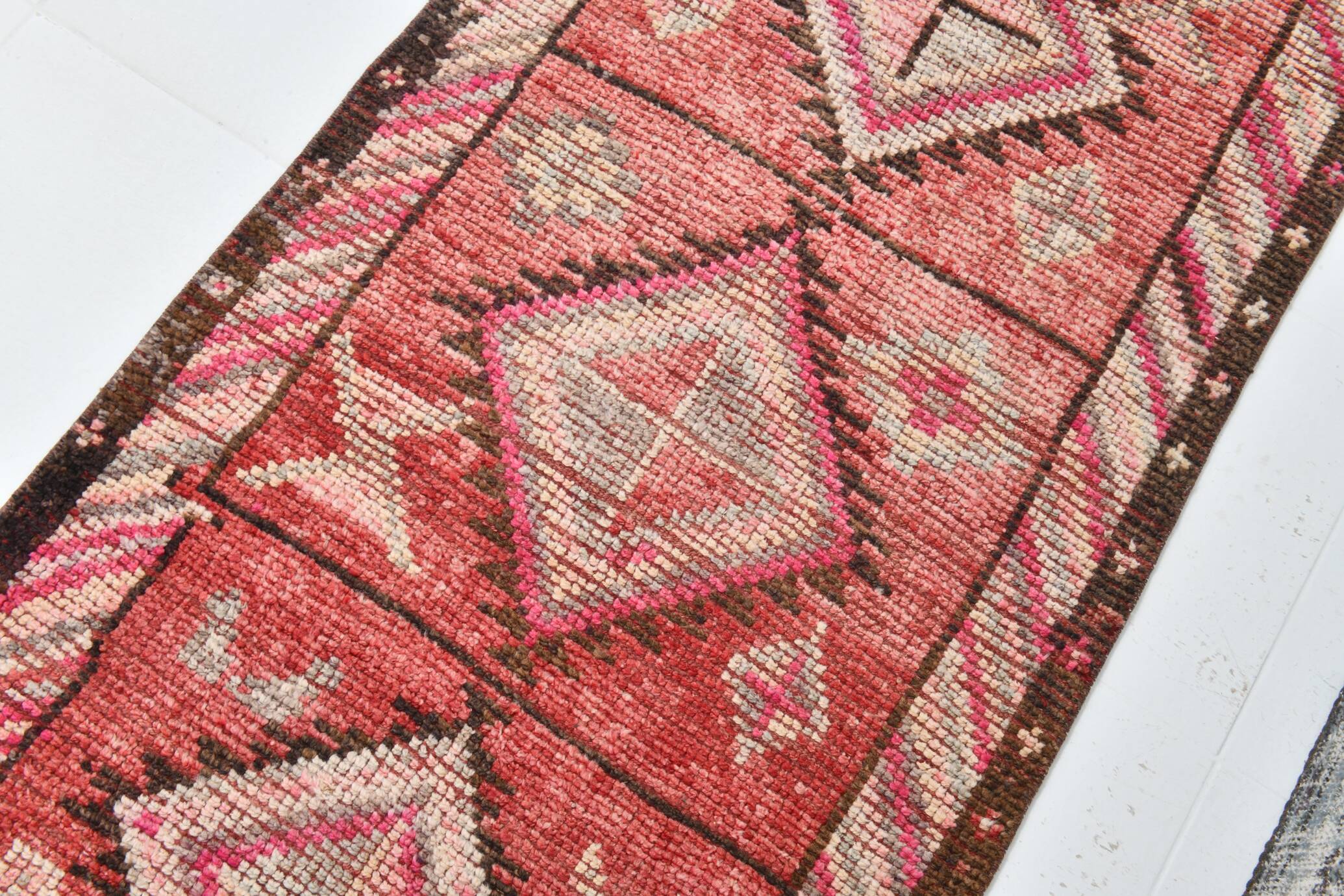 Modern Mid Century Turkish Vintage Runner Rug, 83x337 Cm