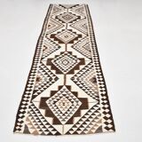 3x10 Brown Beige Persian Kilim Runner Rug, 97x324Cm