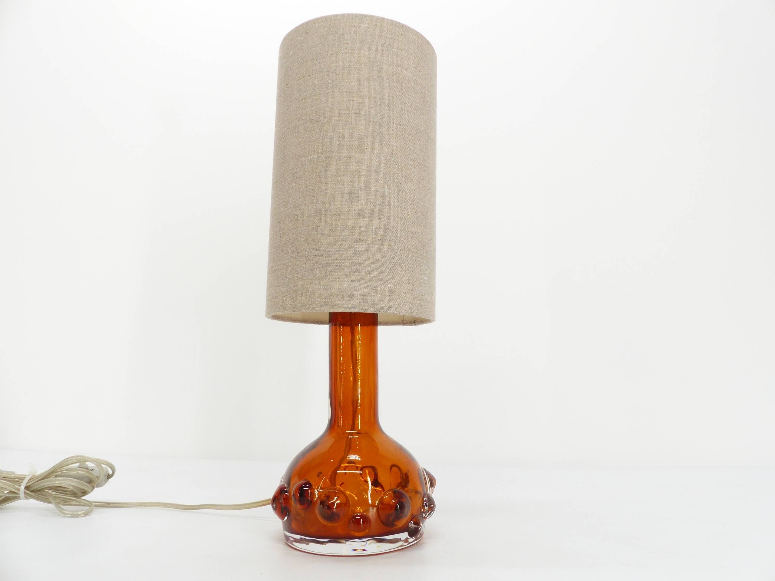 Vintage Kosta Boda orange glass table lamp 1960s