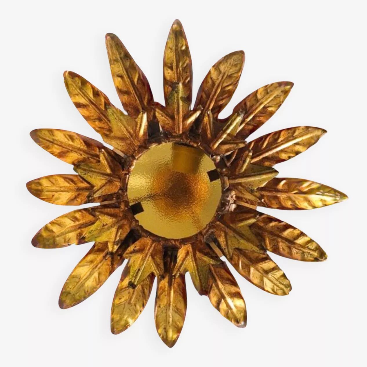 Vintage "Sunburst" ceiling light in gold metal