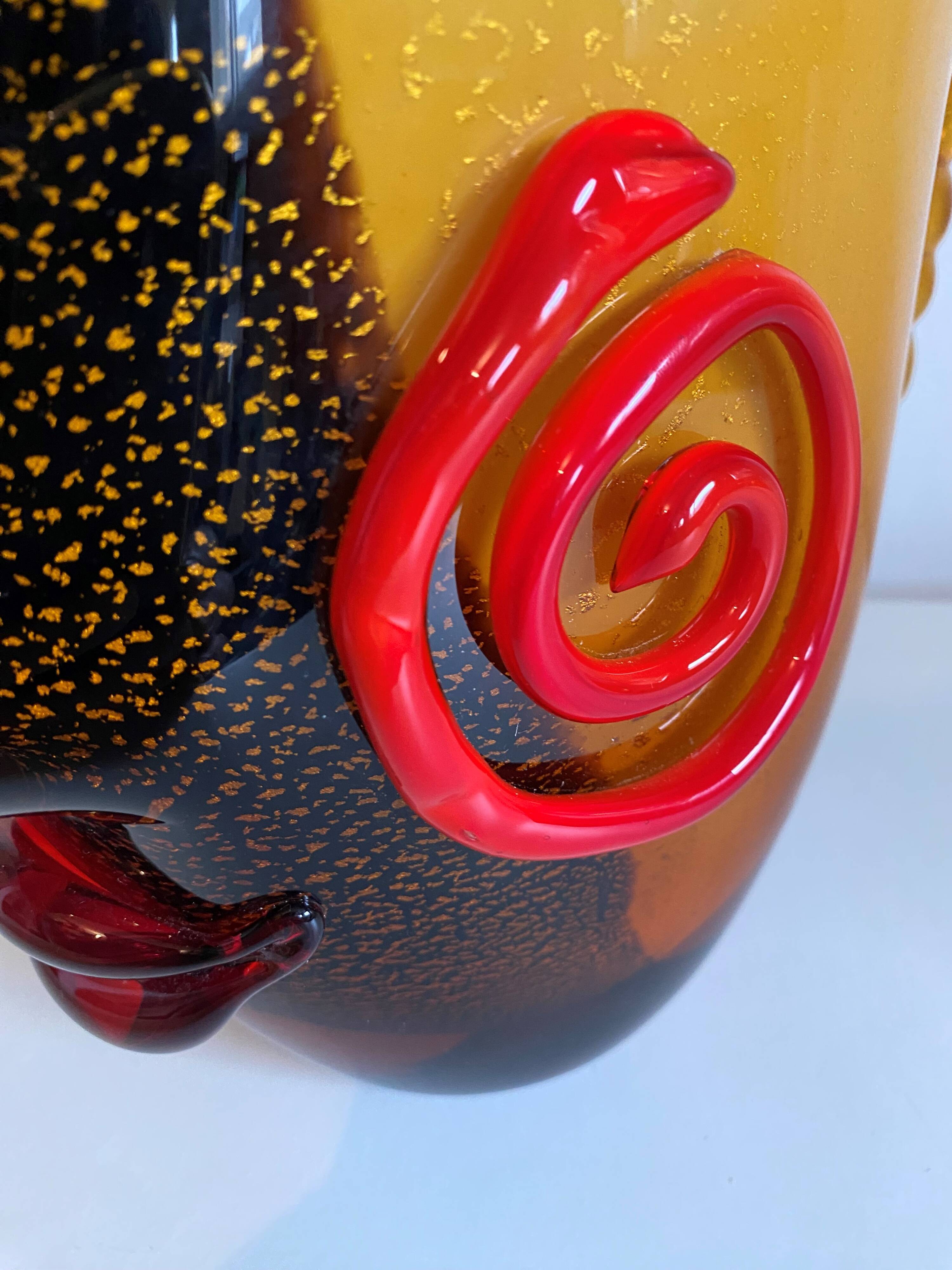 Fish head vase in Murano glass from the 1980s.