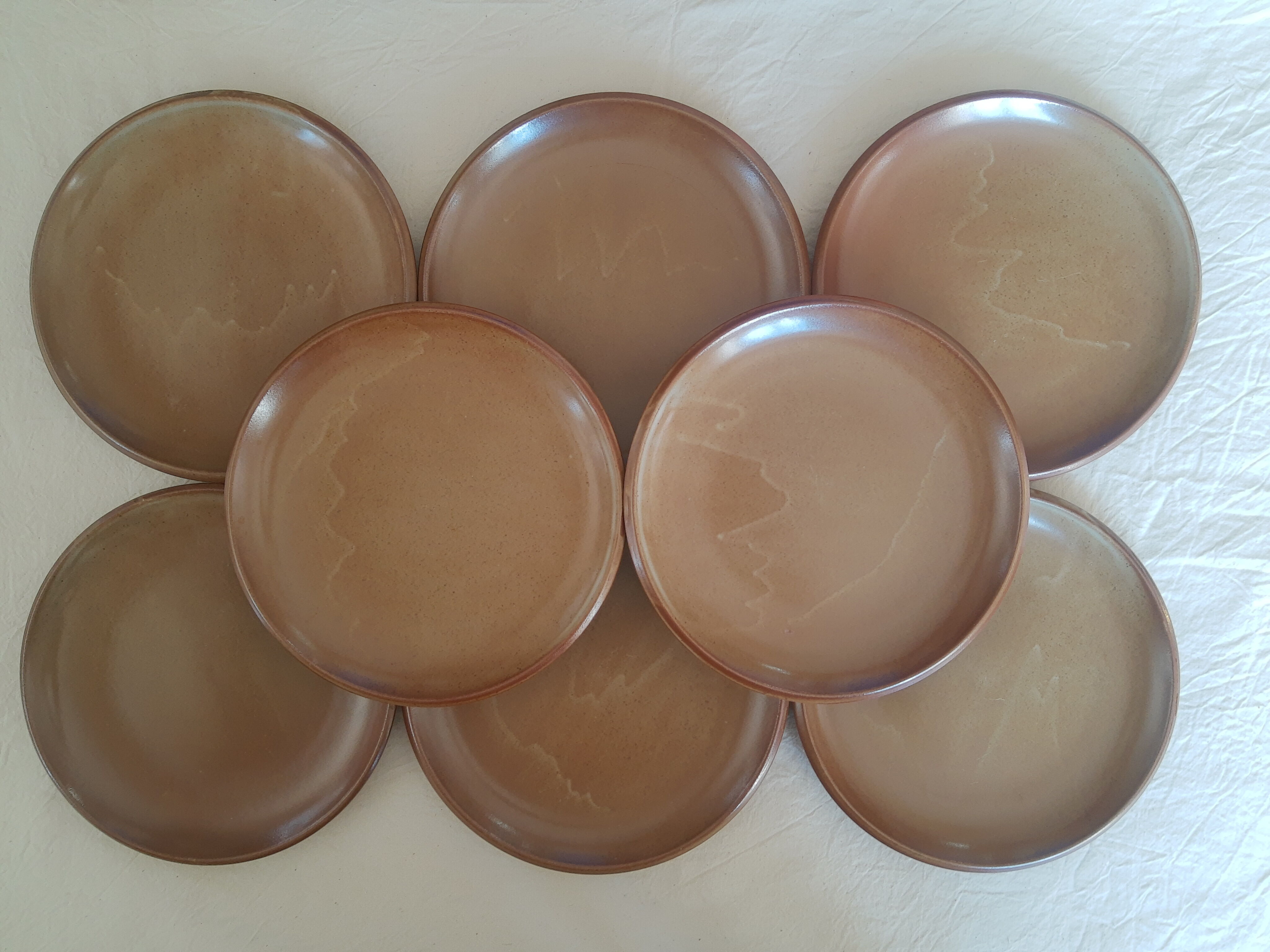 Set of 8 vintage brenne stoneware flat plates