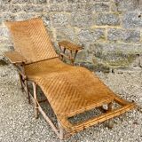 Old rattan chaise longue 20th century
